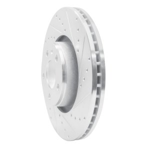 Audi A6 Quattro Brake Rotor (1) - Front Right - R1 Concepts - Drilled & Slotted - Silver - `05-`11